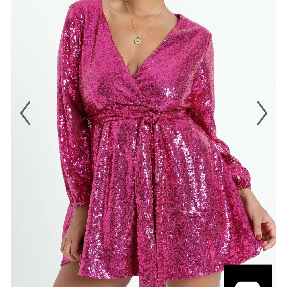 Amazing Pink Sequin ShowPo wrap size 4 dress!